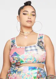 [NGOrder] Plus Cottage Mixed Print Crop Top