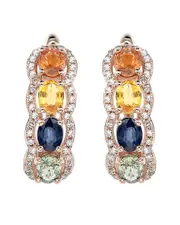 Diana M. Fine Jewelry 14K Rose Gold 2.66 ct. tw. Diamond & Sapphire Earrings NoSize NoColor