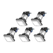 Game Square Push Buttons White & Black LED Light w Micro Switch 34x34mm/12V/5Pcs