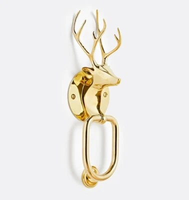 Rejuvenation Deer Stag Door Knocker Brass BNIB