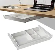 Gaxomo White Under Desk Sliding Pull-out Drawer with Pencil Tray and Slide Storage Tray, 17'' long & 13.5'' deep Large Organizer for Sit Stand Workstation…