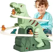 Dinosaur Climbing Slide Toy | Dinosaur Slide Toys with Light and Music | Educational Realistic Track Game Playset Roller Coaster for Boys Girls Indoor Outdoor Park