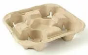 4 Cup Drink Cup Carrier, Cup Holder, Cup Carry Tray Biodegradable Pulp 50 Count