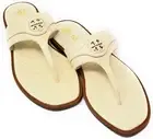 Tory Burch Womens Croc Leather Thong Welt Flat Sandals Flip Flops, Cream White