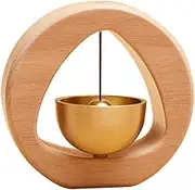 Binxind Brass Dopamine Doorbell Wooden Bell Entrance Wind Chime Japanese Housewarming Gift Entrance Pendant Triangle