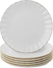 BTaT- White Dinner Plates, Set of 6, 10.5 inch, White Porcelain with Gold Trim, White Dinner Plates Bulk, White Plate Set, Plates, Dinner Plates, Restaurant Dishes