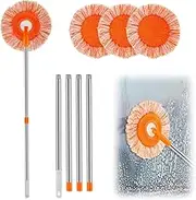 Wall Cleaner Mop with 75“ Long Handle, Adjustable Ceiling Cleaning Tool with 4 Replacement Microfiber Chenille Pads for Window, Floor, Baseboard Duster Washer Scrubber, High Reach Roof Window Cleaning
