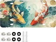 AIXIWAWA License Plate Watercolor Koi Print for Automobile Front Rear 12x6 in Standard Aluminum Alloy Metal Car Tags Decorative Plates
