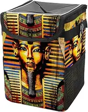 Car Trash Can with Lid and Storage Pockets Leak-Proof Organizer,Multipurpose Trash Bin for Car,Egyptian Ancient Retro Nation