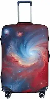 [Pvinnk] Red blue galaxy Print Protective Luggage Cover Elastic Washable Suitcase Protector Travel Gear Protector, White, Medium