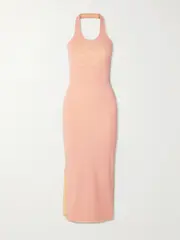 [LOEWE] LOEWE - + Paula's Ibiza Jacquard-woven Ribbed Stretch-jersey Midi Dress - Pastel pink - medium medium Pink