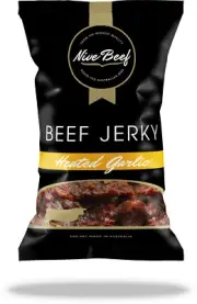 4 x Nive Beef Jerky HEATED GARLIC 50g GRASS FED - NO ADDED HORMONES