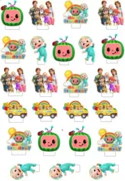 24 Cocomelon Stand Up Edible Cupcake Topper