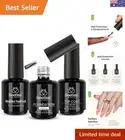 3Pcs 15ml Top and Base Coat Builder Nail Gel Set No Wipe Gel Top Coat Base Ge...