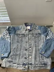 NWT Anthropologie Avec Les Filles Floral Patchwork Denim Jacket Sz Small