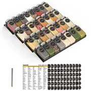 Spice Drawer Organizer with 32 Spice Jars, 386 Spice Labels, 32 Jars, 15" Wide