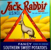 Jack Rabbit 1923 Sweet Potatoes Crate Label Bunny Art Original Vintage 1920's