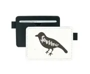 Sparrow Black And White Animal Pocket Leather Wallet Card Holder