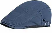 [Lirixus] Mens Newsboy Cap Flat Ivy Cabbie Hat Adjustable Vintage Berets Fedora Cap for Men Cycling Drivers Caps Blue