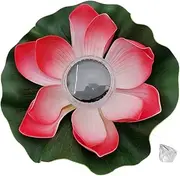 Solar Powered LED Light Floating Lotus Flower Lamp Waterproof for Pool Pond Garden Outdoor Night Light (Red)