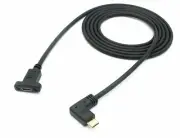 USB 3.1 Cable 1,8 M Type C Plug To Socket Screw Angle Adapter IN Black