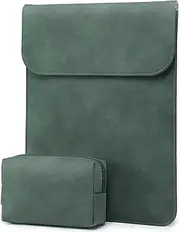 HYZUO 13.3-14 Inch Laptop Sleeve Bag for MacBook Pro 14 M3/M2/M1 Pro/Max A2992 A2918 A2779 A2442 2024-2021, MacBook Air 13 2017-2012, 13.8/13.5 Surface Laptop, Faux Suede Leather Case, Midnight Green