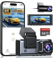 4K Dash Camera With 2.5K Rear Camera Built-in 5G WiFi 3” IPS Screen