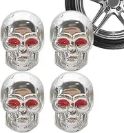 Skull Valve Stem Caps - Bike Tire Valve Stem Caps Skeleton Head Shape, 4Pcss Skull Tire Valve Stem Caps, Dustproof Cool Tire Air Caps Cover for SUV Bike Trucks Motorcycles