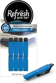 Refresh Your Car Air Freshener, Odor Eliminator, Set of 4 Auto Vent Sticks, Fresh Linen Scent, Refresh Your Car