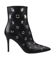 Gianvito Rossi Eyelet Embellished Pointed-Toe Ankle Boots 37,40.5 Black