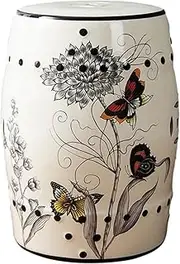Ceramic Drum Table Decorative Garden stools, Decorative Ceramic Garden Stool, Glazed Hand-Painted Flower and Bird Shoe Changing Stool Drum Stool, Suitable for Outdoor Garden, Living Room,(Ctgd 21)