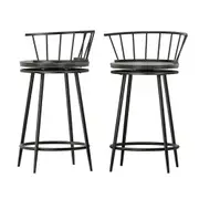 2 x Contemporary Swivel Bar Stools Black