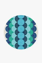 185' Round | Machine Washable Runner Rug | Kid & Pet Friendly | Indoor Rug | Jonathan Adler Biba Blue Green Tufted Rug | Ruggable