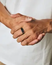 [REPUBLIK] REPUBLIK Men's Chain Spinner Ring in Silver/Black Size Medium M Silver/Black