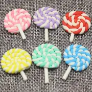 10 Mixed Color Lollipop Polymer Clay Cabochon 25mm Flatback Charm Embellishments