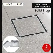 Square 115mm Smart Tile Insert Shower Grate Floor Waste Drain Brass 90mm Outlet