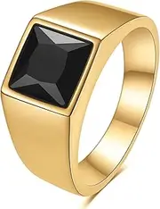 [MYNENEY] Black/Bule/Red/Yellow Stone Men Rings Classic Statement Signet Ring Gemstone Birthstone Ring for Gift