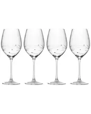 Barski European Handmade Lead-Free Crystalline Swarovski Sparkle Red Wine Glasses Set of 4