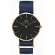 Daniel Wellington帆布風格時尚腕錶黑+帆布藍-36mm-DW00100281
