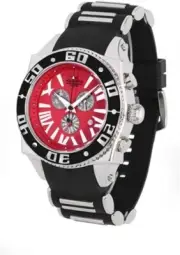 Aquaswiss 50 MM Watch Red Dial Stainless Steel Black Bezel Day Date 62XG0139