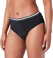 [Haute pression] Women's Peony Menstrual High Panties with Elastic Waist Braid, Medium Flow T42 Underwear, Black, UK 14, Black, 14