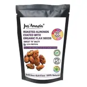 Jus' Amazin Roasted Almonds Coated with Organic Flax Seeds 35g Free Shipping