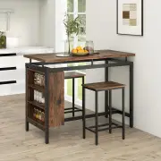 Costway3-Piece Dining Table Set with Metal Frame for Small Places, Kitchen Dining Room Home