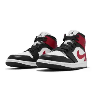 【NIKE 耐吉】休閒鞋 Wmns Air Jordan 1 Mid 女鞋 男鞋 白 紅 AJ1 一代 黑頭(BQ6472-160)