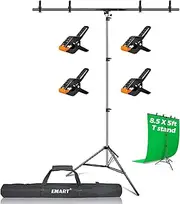EMART 5x8.5ft T-Shape Backdrop Stand, Adjustable Back Drop Support Kit for Photography Background, Green Screen, Photo Video Studio, Parties, Zoom, Live Streaming