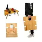 Wood Picnic Wine Foldable Table Portable Rectangular 5 Slot Outdoor Desk