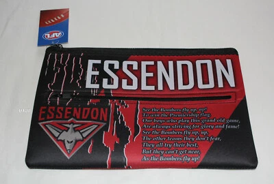 Essendon Bombers AFL Team Song Logo Printed Neoprene Zip Up Pencil Case New