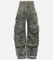 [The Attico] The Attico Fern oversized denim cargo pants 24 green