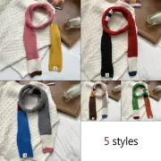 Women's Knitted Striped Color Matching Thin Narrow Long Scarf Fresh and Sweet.
