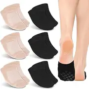 [InnoHHustle] 6 Pairs Half Socks for Women, Toe Socks for Mules Toe Topper Covers No Show Invisible Non-slip Liners for Mule (Black, Skin), Black, Skin, 7-11